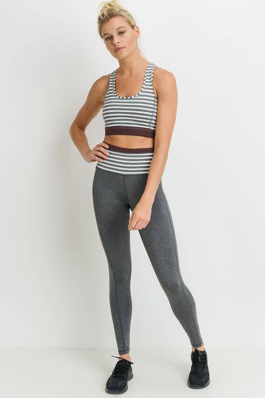 Highwaist Heather Grey Stripes Full Leggings