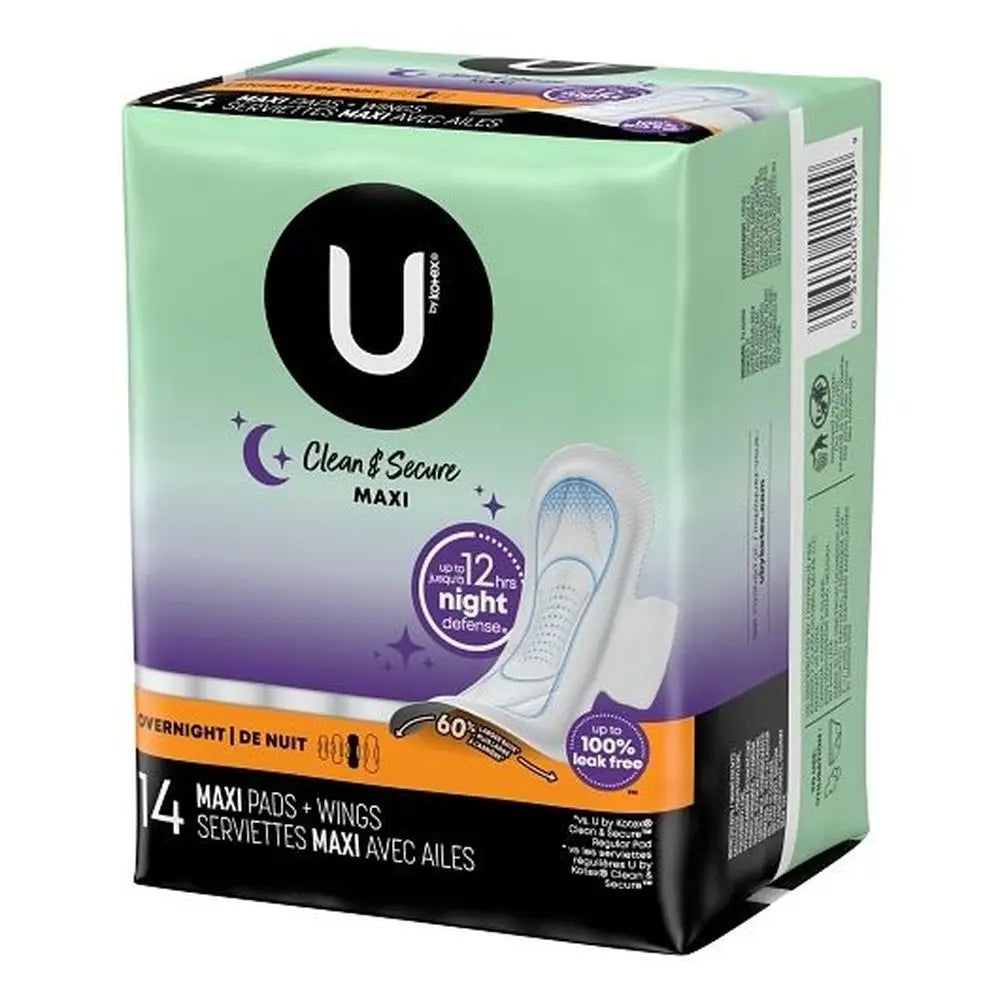 U by Kotex Premium Overnight Maxi Pads mit Flügeln, maximale Saugfähigkeit (112 Stück)