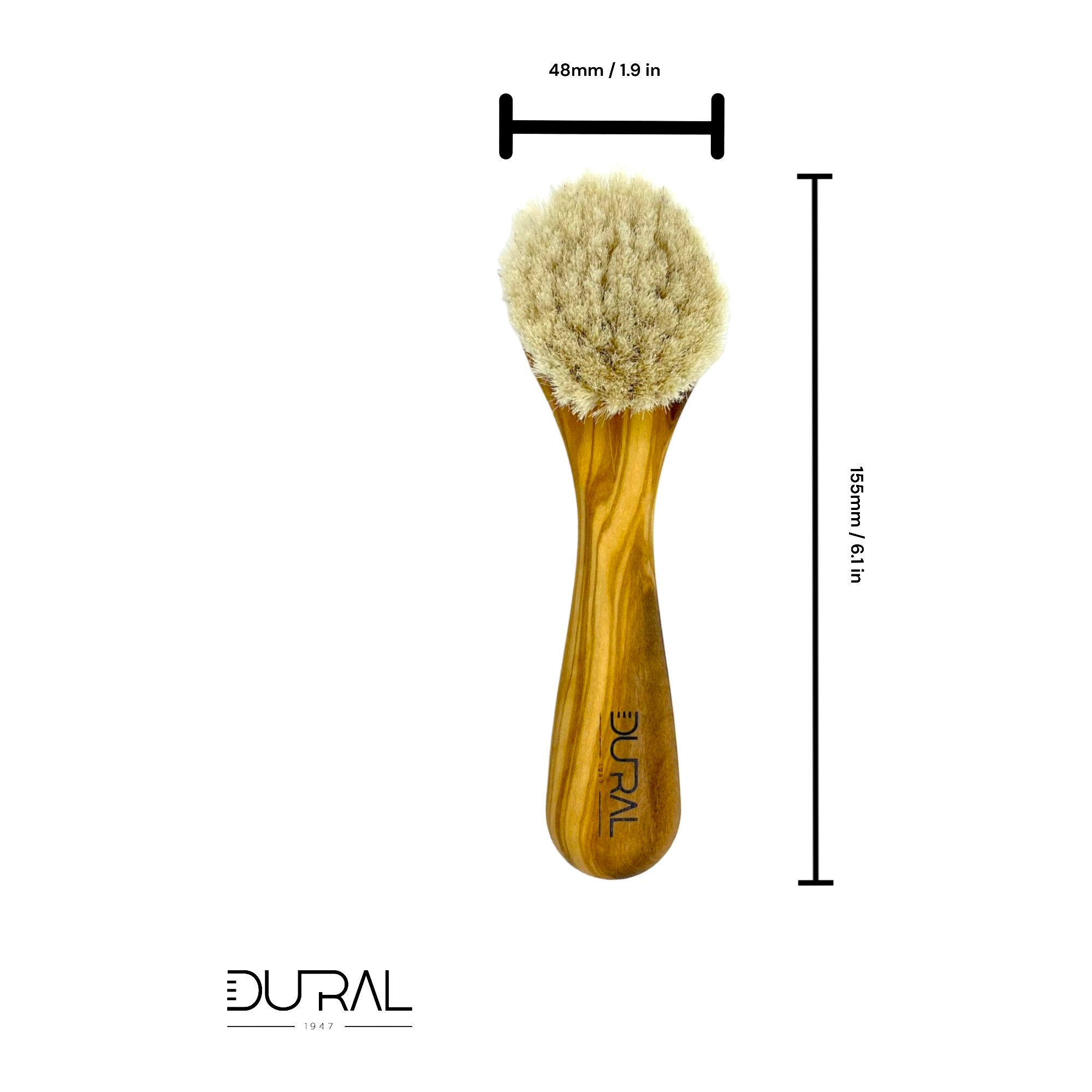 Dural Olivenholz Gesichts- & Hautbürste mit Naturziegenhaar
