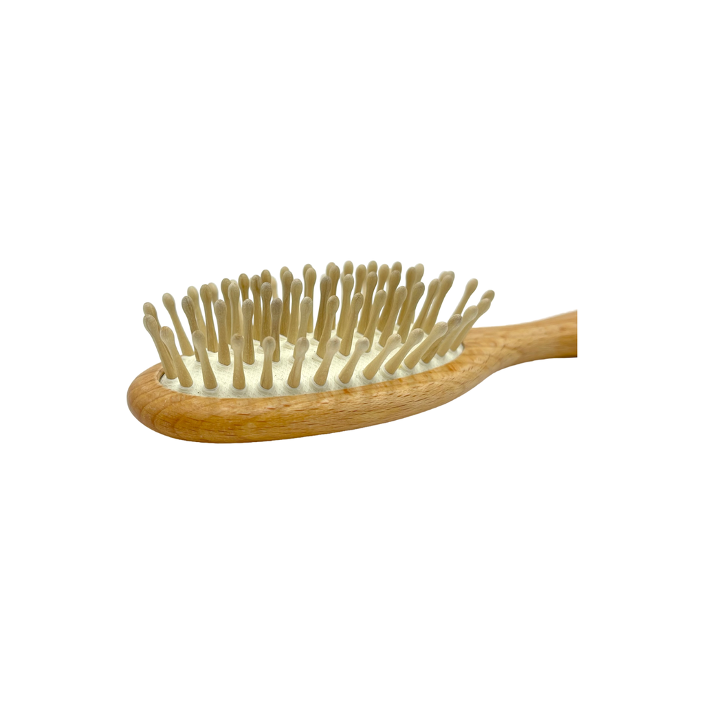 Haarbürste mit Holznadeln aus Buchenholz mit Gummikissen