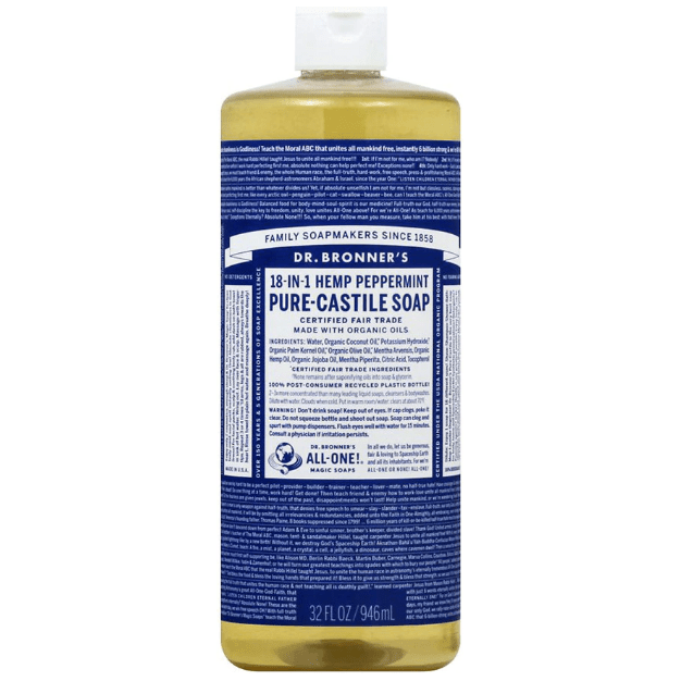 Sapuni i Lëngshëm Kastil i Pastër Organik i Dr. Bronner's, Menta, 32 fl oz