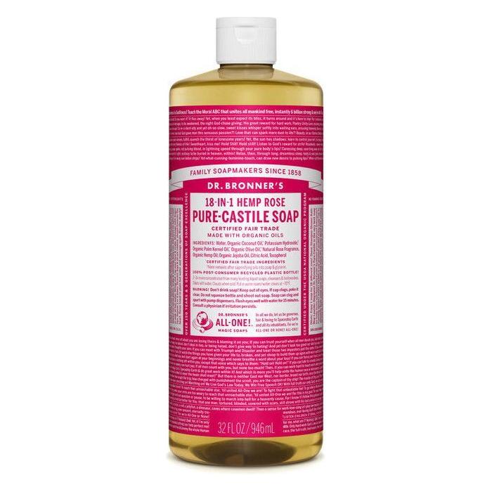 Sapun i lëngshëm organik i pastër Kastil i Dr. Bronner's, Rozë, 946 ml