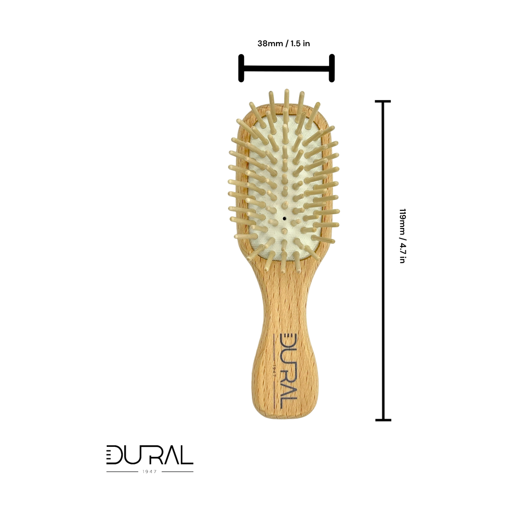 Dural Buchenholz Gummi-Kissen Mini-Haarbürste mit Holzstiften