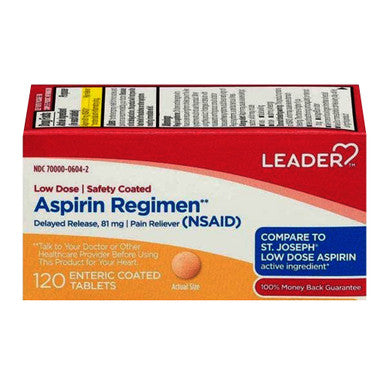 Aspirina me dozë të ulët Leader™ 81 mg - 120 tableta me veshje enterike - Furnizim për 4 Muaj