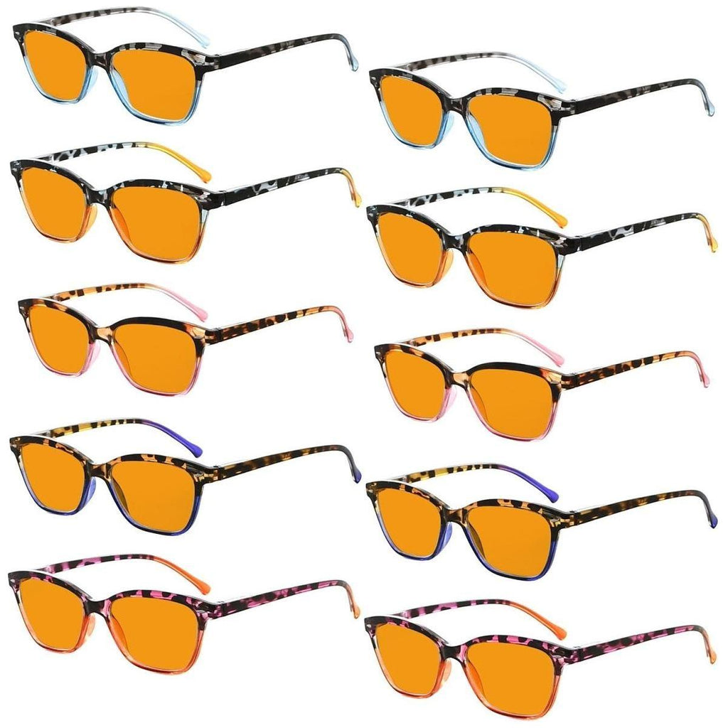 10er Pack orangefarbene Cat-Eye-Lesebrillen mit Blaulichtfilter DS9111