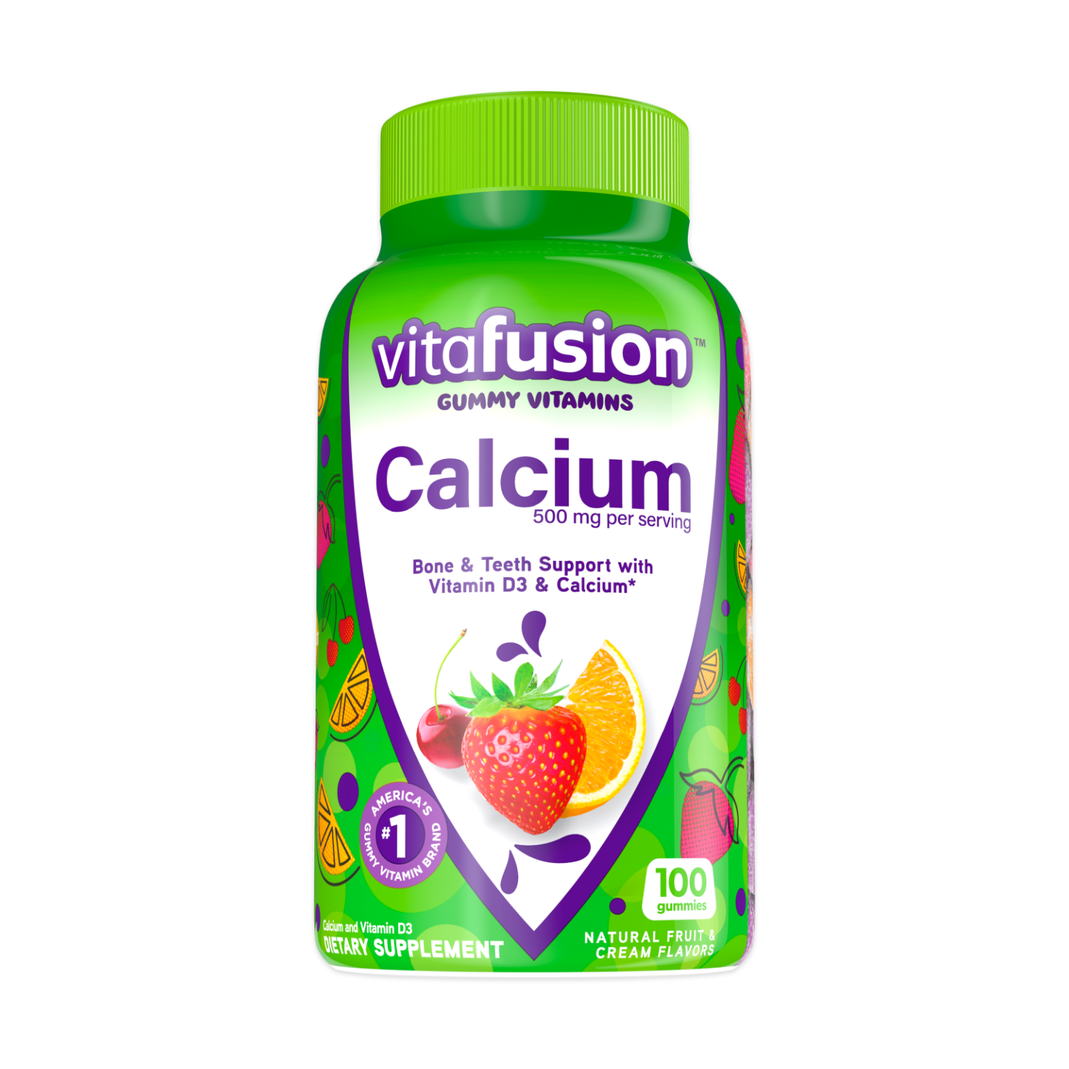 Vitafusion Gummy Vitamine Calcium Natürliche Frucht- und Sahnegeschmäcker Nahrungsergänzungsmittel 100 St.