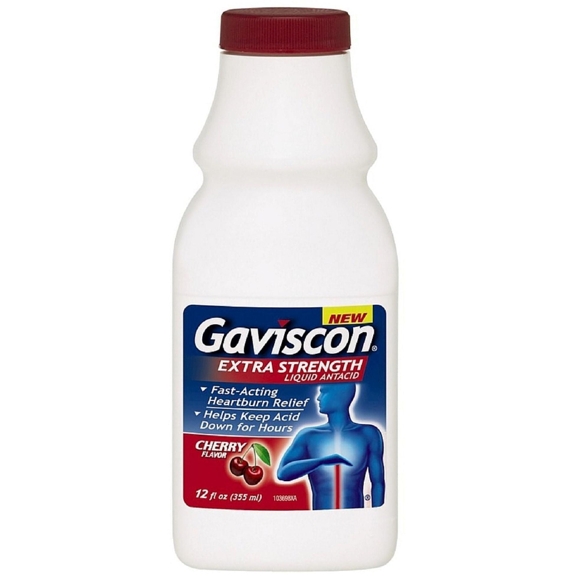 Gaviscon Liquid Ekstra i Fortë me Shije Qershie Antacid 12 Fl Oz