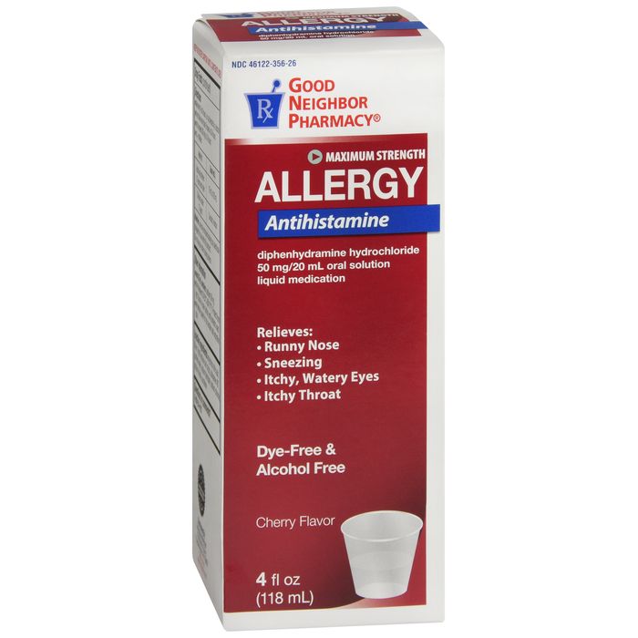 GNP Diphenhydramin Flüssigkeit, farbstofffrei, 50 mg/Dosis, Kirschgeschmack, 118 ml