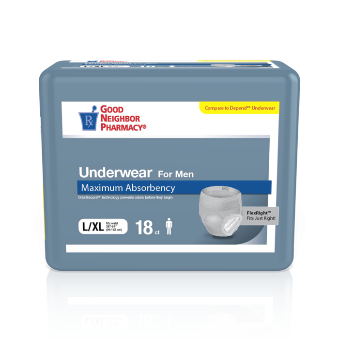 GNP Herrenunterwäsche, maximale Saugfähigkeit, Größe L/XL (4 Packungen à 18 Stück)