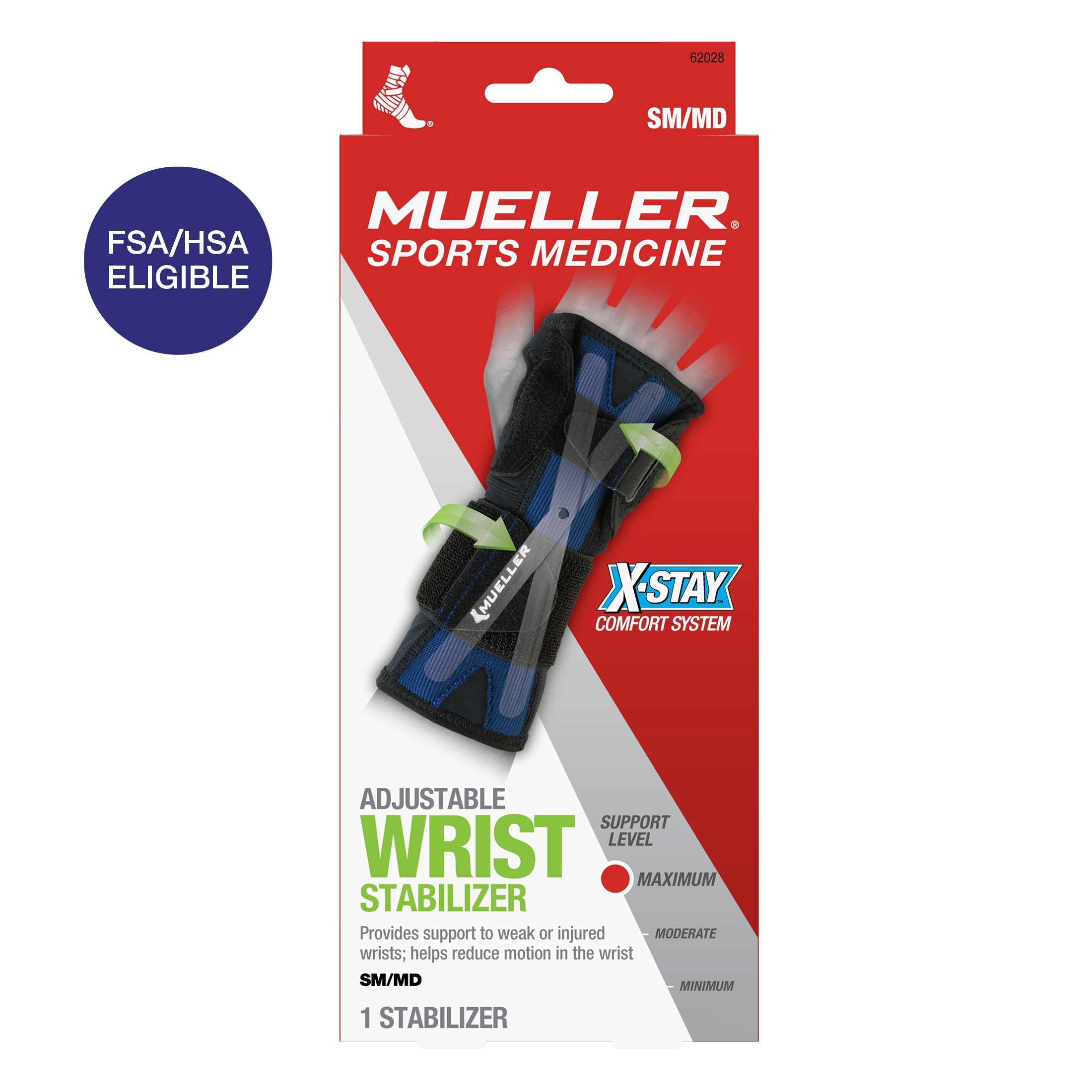 Mueller X-Stay Verstellbare Handgelenkstütze – S/M (Schwarz)