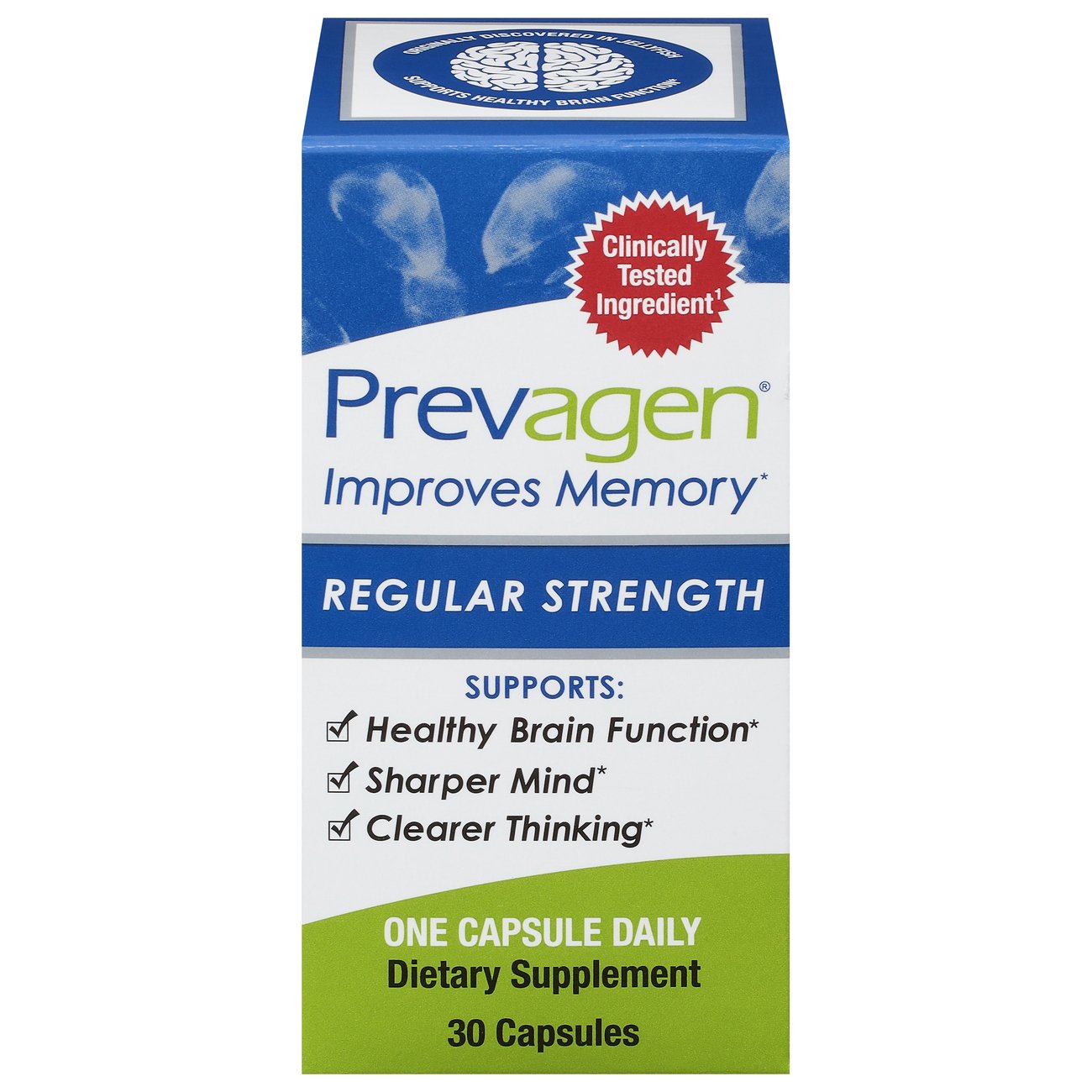 Prevagen® Mbështetje Memorie me Forcë të Rregullt - 30 Kapsula (Shtesë Apoekluorine)