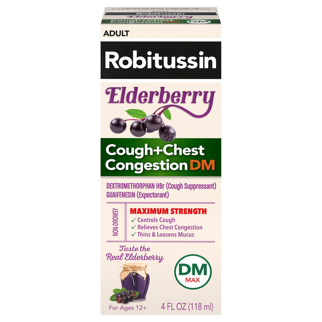 Robitussin Husten + Schleimlöser DM, maximale Stärke, Holunder, Erwachsene 4 fl oz