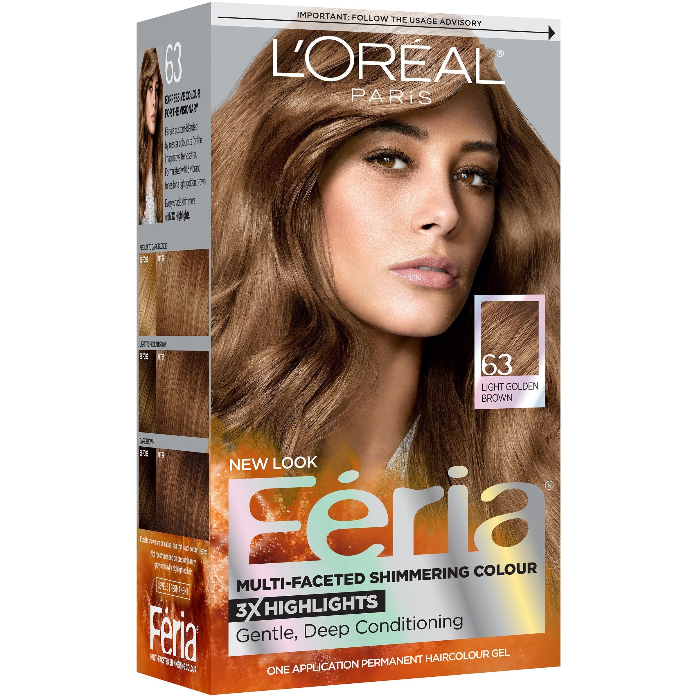 Ngjyrë permanente për flokë me shumë nuanca Feria L'Oréal Paris - 63 Kafe e Artë e Çelur