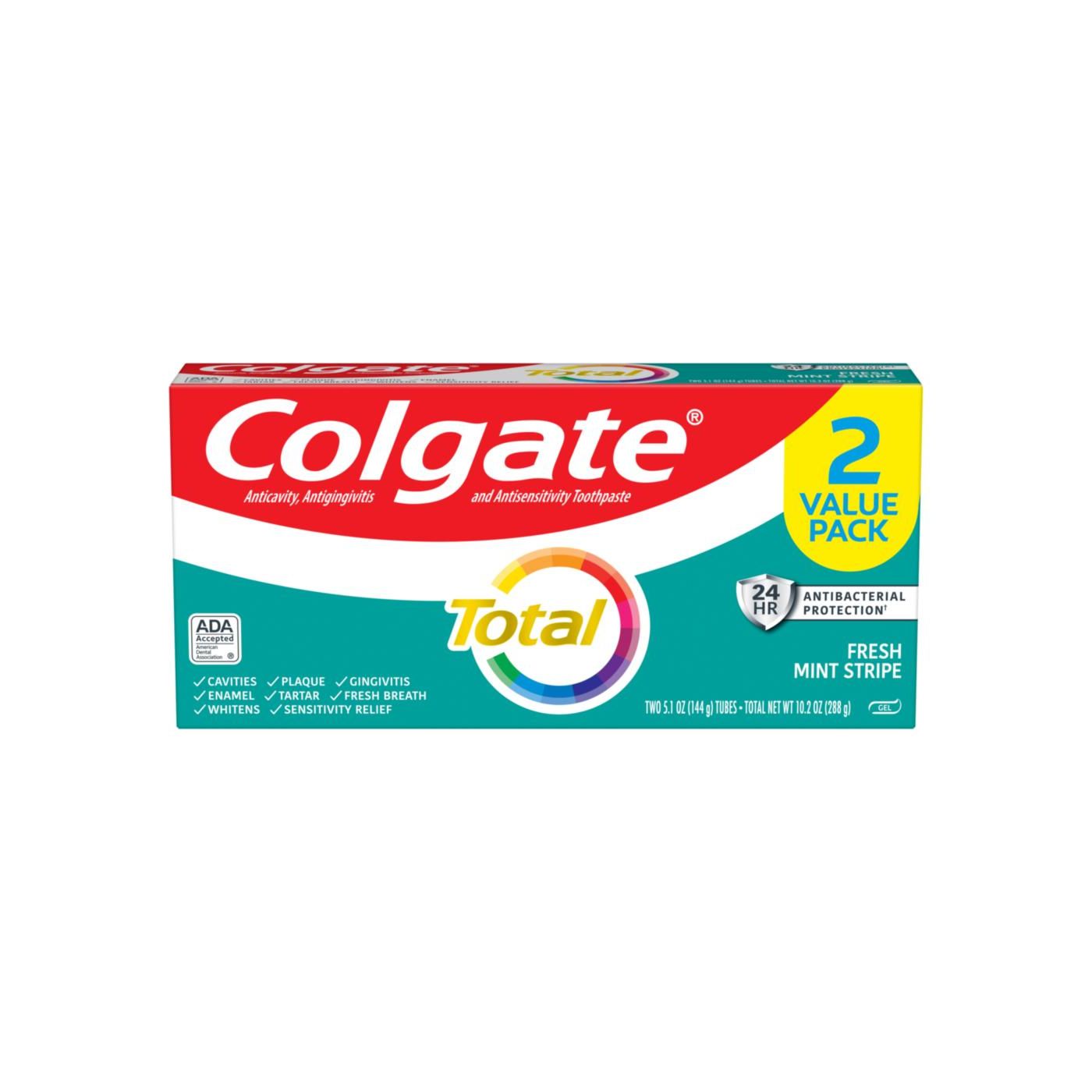 Colgate Zahnpasta, Fresh Mint Stripe, 2er-Vorteilspackung, Gel