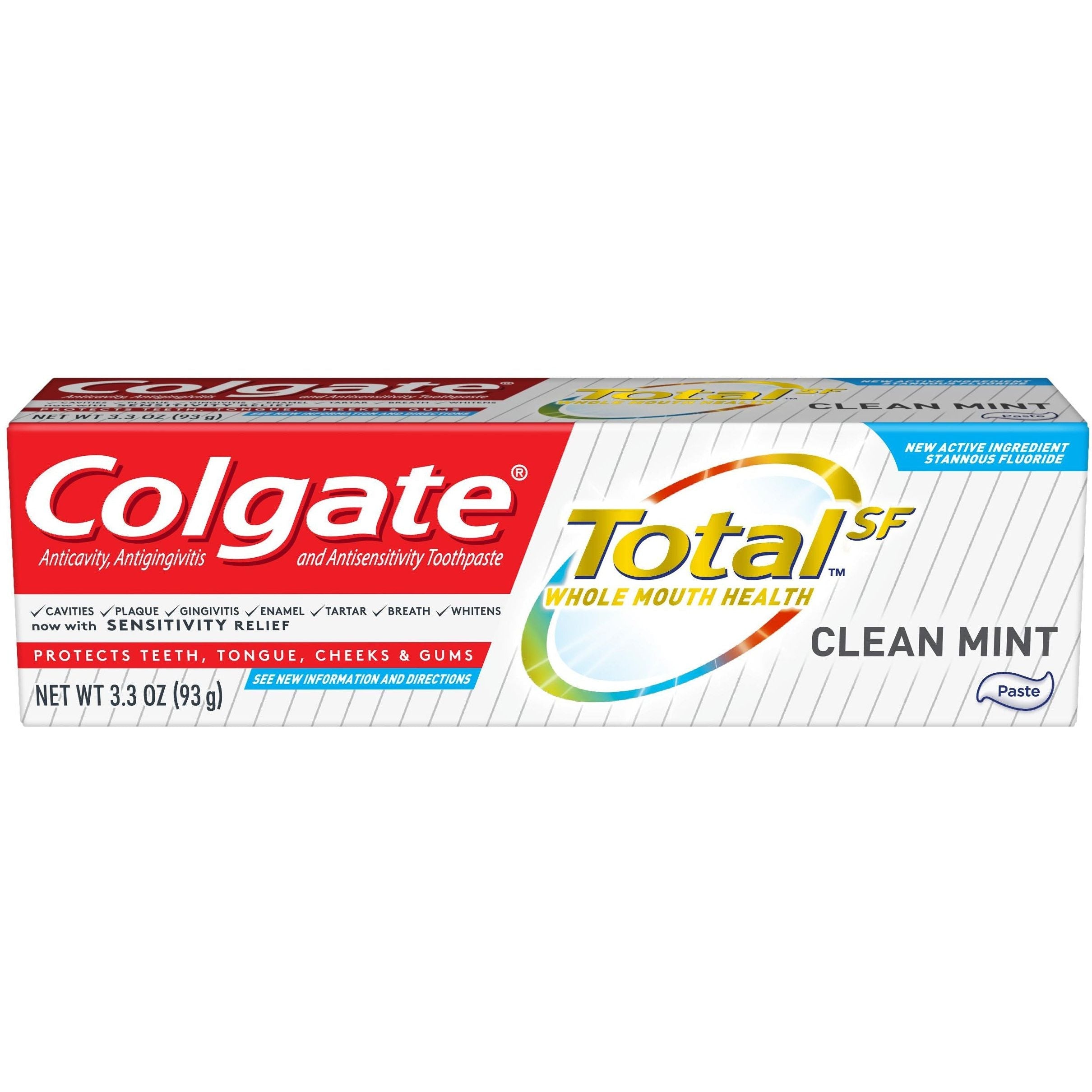 Colgate Total Clean Mint Zahnpasta, 93 g – 12 Stunden antibakterieller Schutz & reisefreundlich