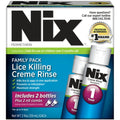 Nix Lice Killing Creme Rinse Familjare, 2 shishe (nga 59 ml secila) me Krehër për Thithat