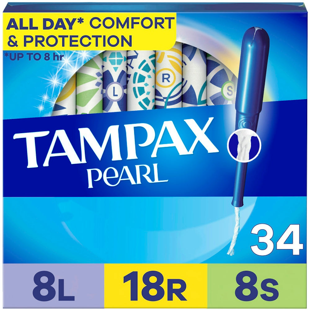 Tampax Pearl Tamponë, Thithje e lehtë/e rregullt/Super me gërshetin LeakGuard, Paketim Treshe, Pa aromë