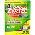 Zyrtec Allergy, Forcë Origjinale me Recetë, 10 Mg, Tableta të Përtypshme, Shije Rrushi, Për Fëmijë