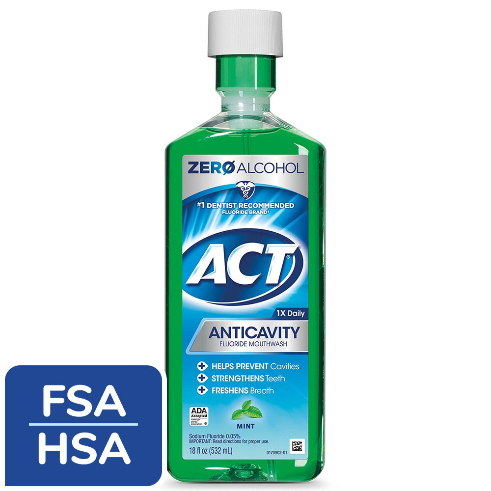 ACT Ujë goje, Fluorid, Kundër kariesit, Pa alkool, Nënexhik 18 Fl Oz