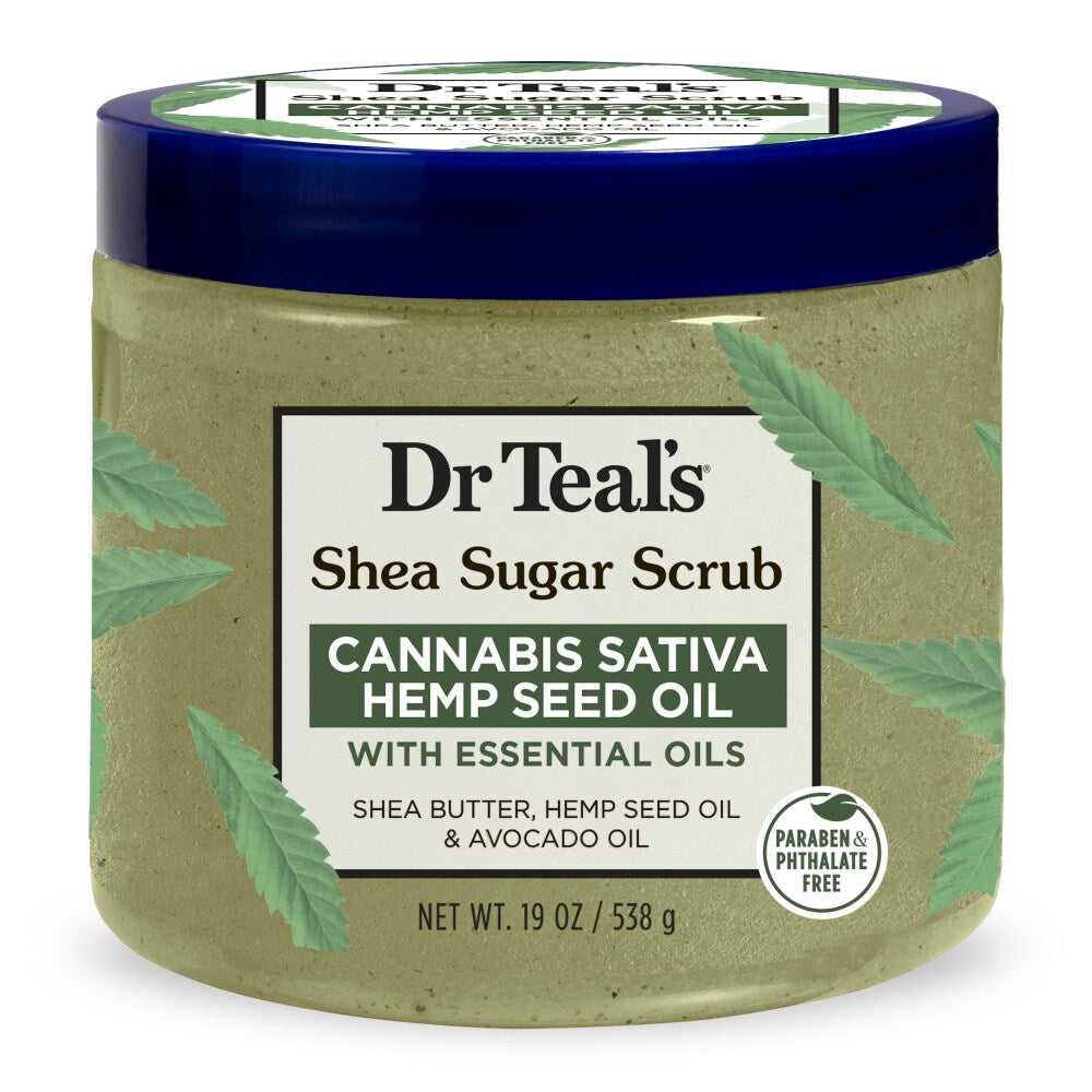 Dr Teal's Cannabis Sativa Vaj i Farës së Kërpit Shea Scrub me Sheqer 19 Oz