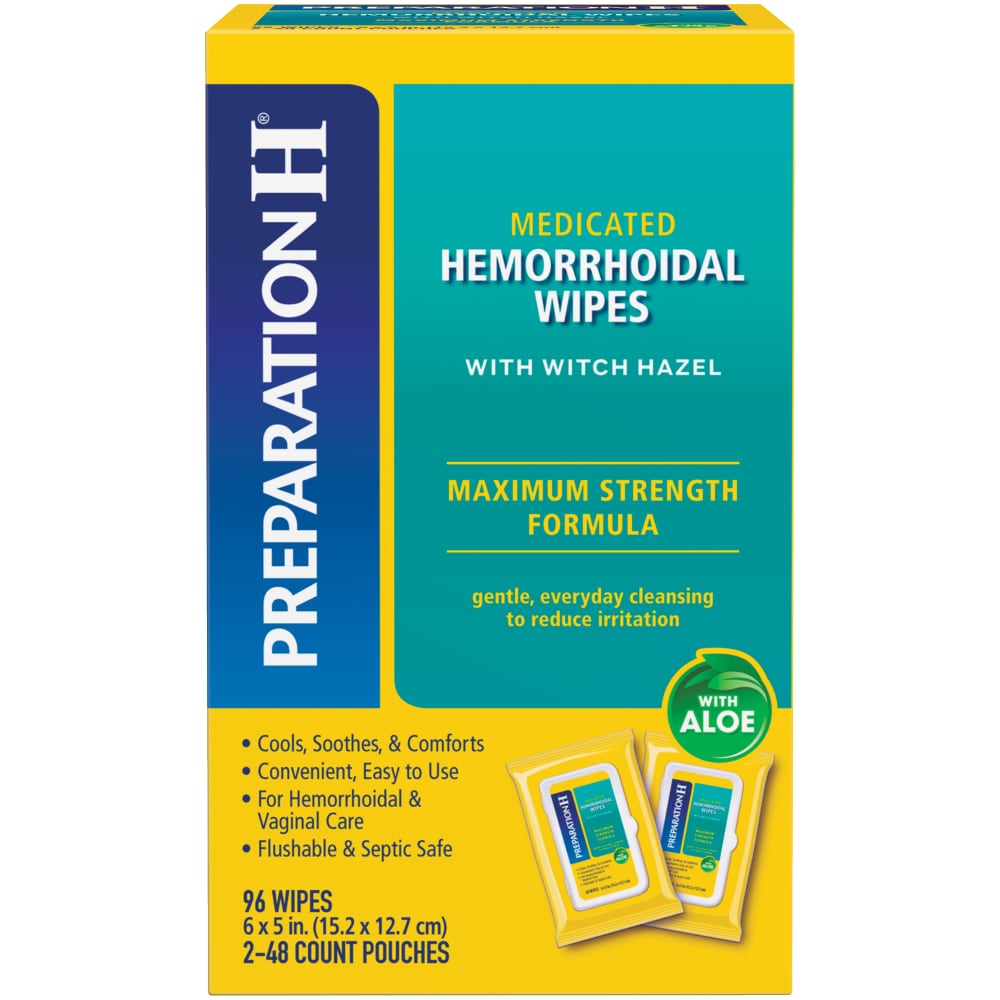Peceta të Lagura Medicinale të shpëlarshme Preparation H® – Fuqi Maksimale me Shtrigën dhe Aloen