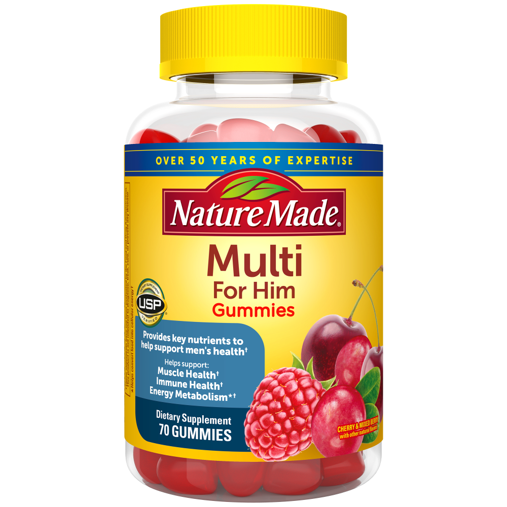 Vitamina në formë karamelesh të buta Nature Made për meshkuj (Multivitamin Gummies) – 70 copë