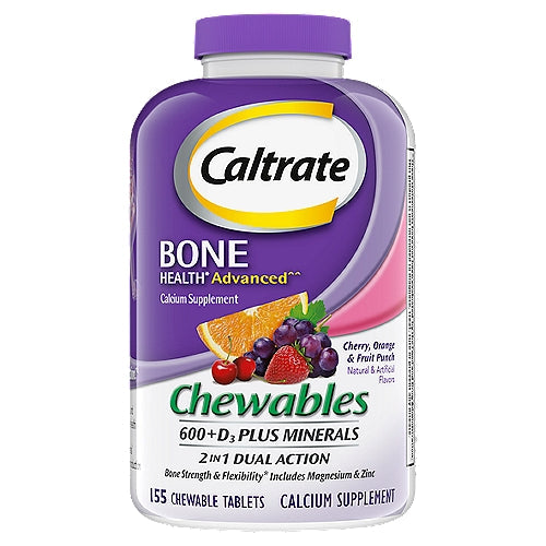 Caltrate 600+D3 Plus Mineralien Kirsch-, Orangen- & Fruchtpunsch-Kautabletten Kalziumpräparat