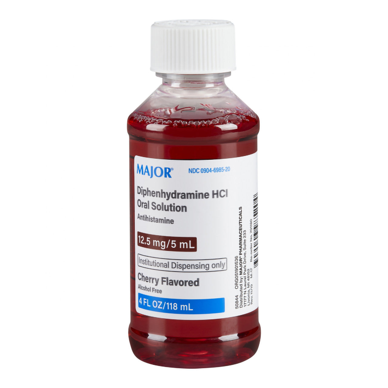 Major Diphenhydramine HCI 12.5mg/5 mL Zgjidhje Orale me Qershi 4 Oz