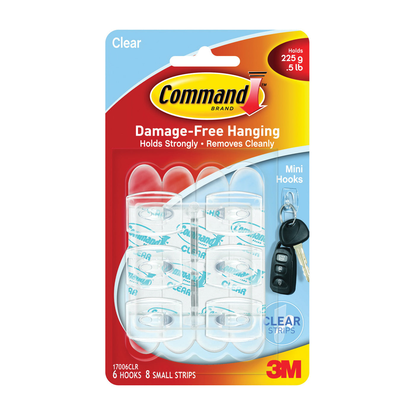 Command Klebehaken Mini, ohne Bohren, 6 Haken, 8 Strips, 3M