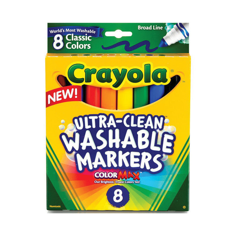 Markera të Lavanëshëm Crayola, Vijë e Gjerë, Ngjyra Klasike, 8 copë