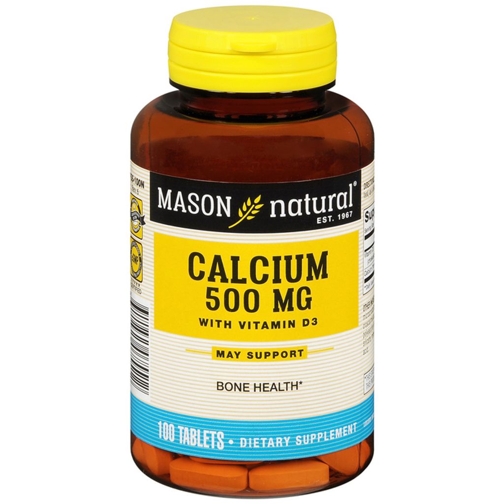 Mason Natural® Austernschalen-Calcium 500 mg mit Vitamin D3 – 100 Tabletten