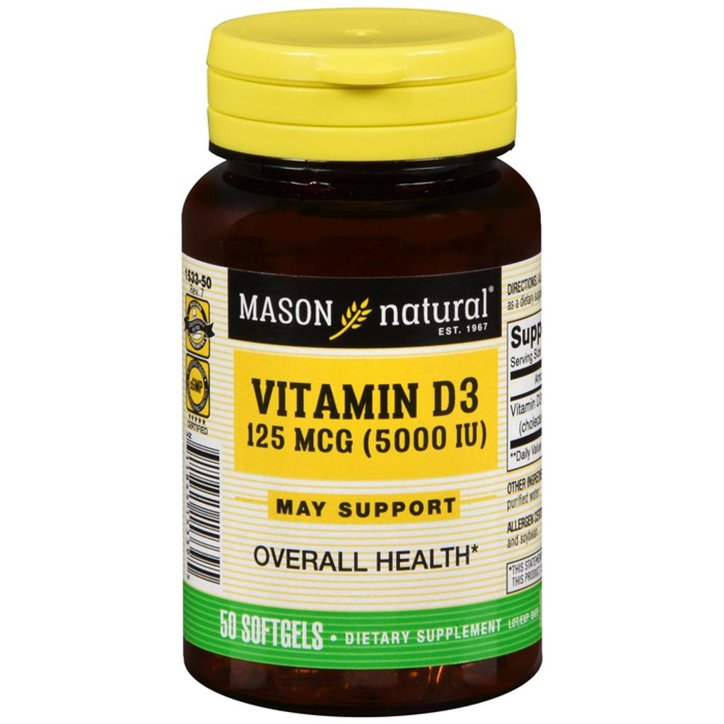 Mason Natural® Advanced Vitamin D3 – 5.000 IE (50 Weichkapseln)