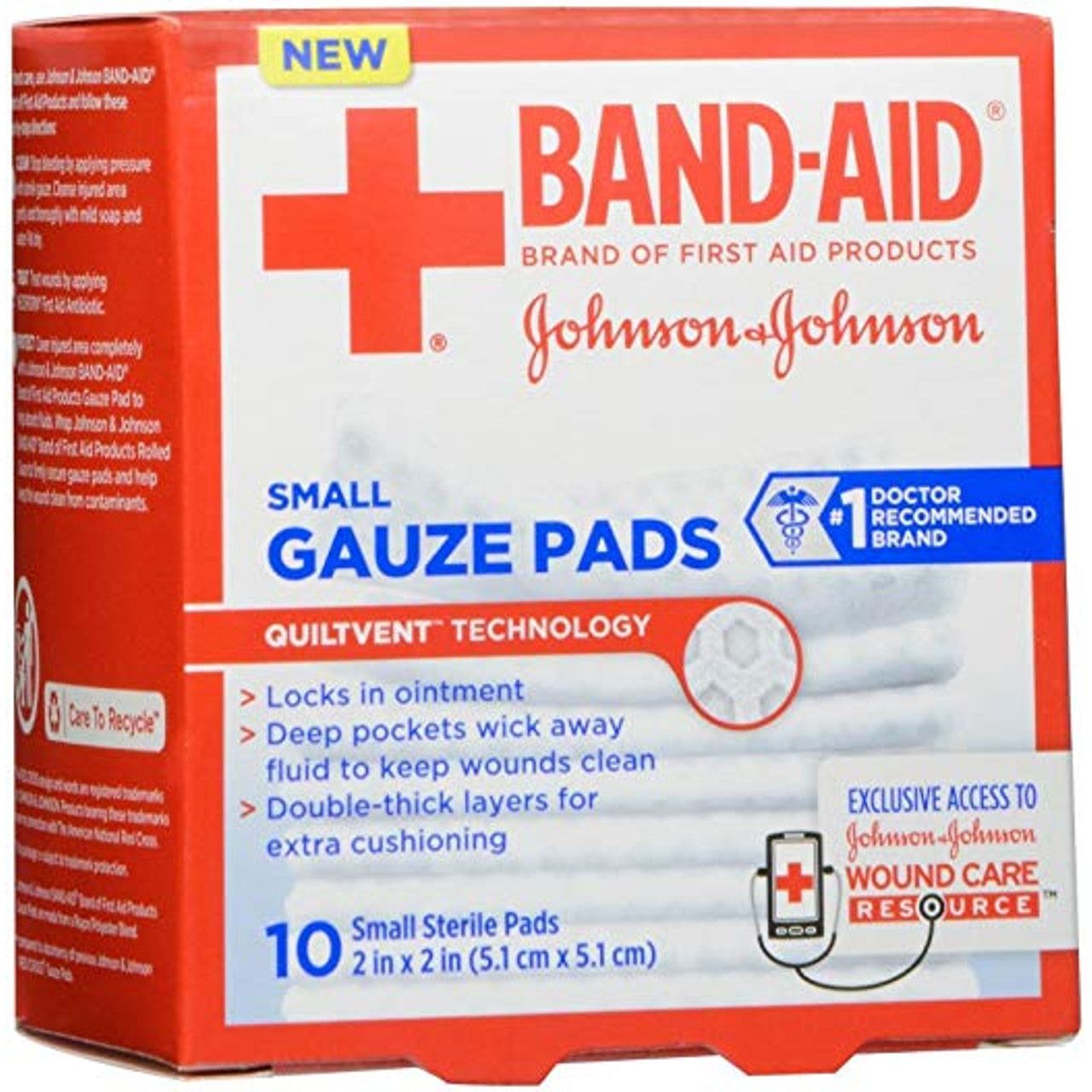 BAND-AID Brand Sterile Gaze-Pads – Medium 7,6 cm x 7,6 cm (10 Stück)