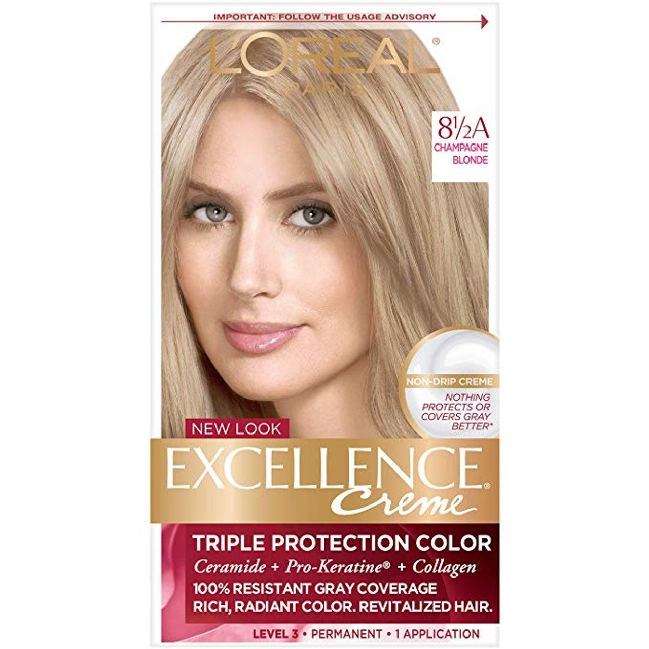Excellence L'Oréal Paris Dauerhafte Créme Haarfarbe mit Dreifach-Schutz, 8.5A Champagnerblond, 1 Packung