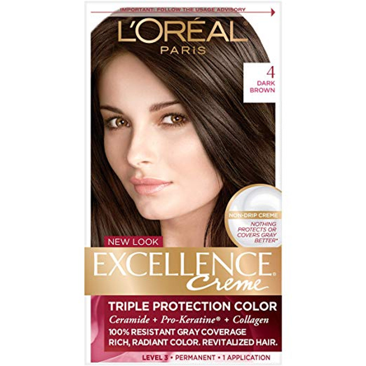 Excellence L'Oreal Paris Ngjyrë e Përhershme Flokësh me Mbrojtje të Trefishtë - 4 Kafe e Errët - 1 Komplet