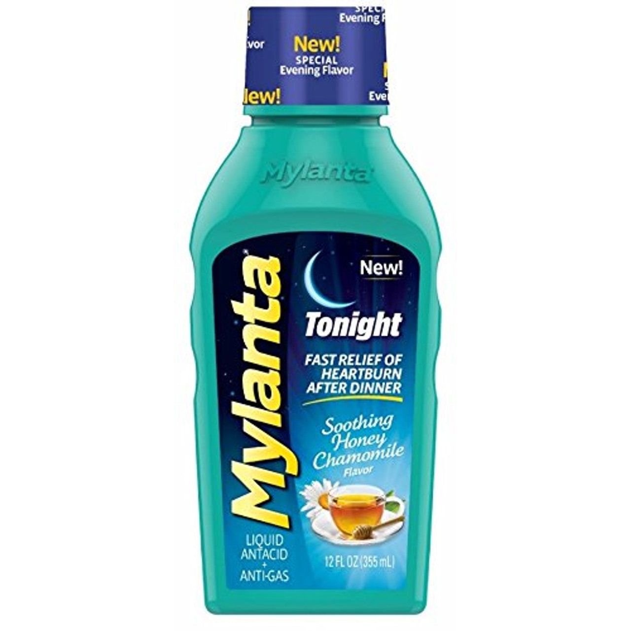 Mylanta Tonight Qetësuese me Shije Mjalti Kamomili, Antiacid i Lëngshëm + Antigaz 12 Fl Oz