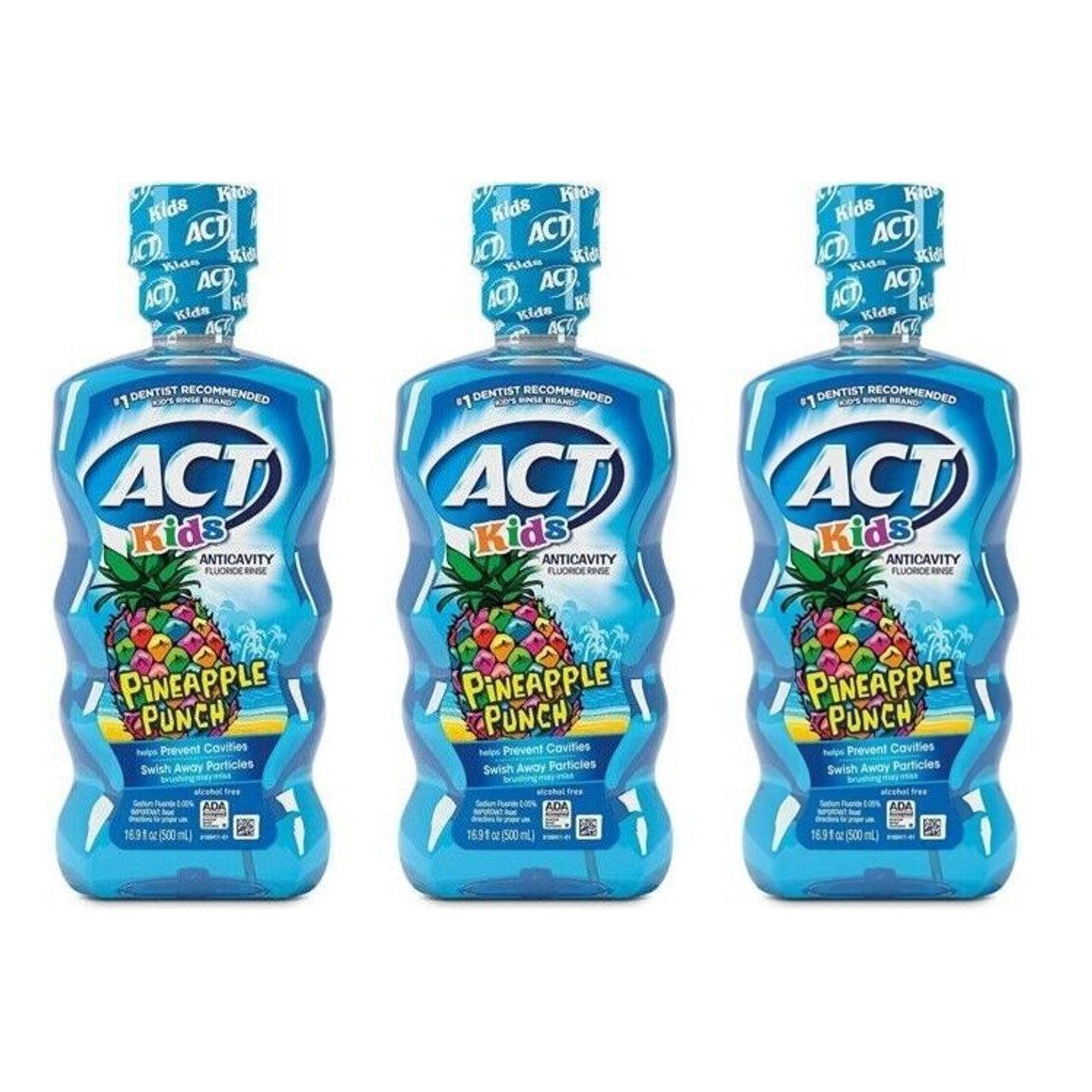 ACT Fluoridspülung, Kariesvorbeugend, Alkoholfrei, Ananasgeschmack, Kinder 500 ml
