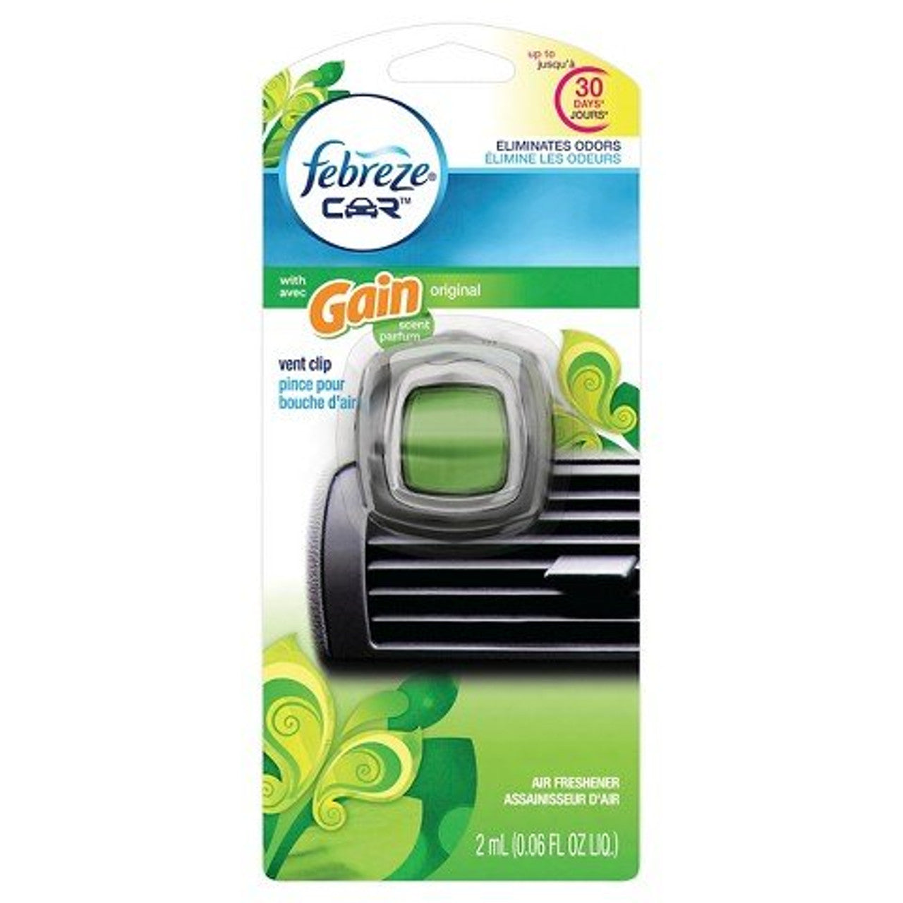 Freskues ajri për makinë Febreze, me aromë Gain, origjinal, kapëse ajrimi