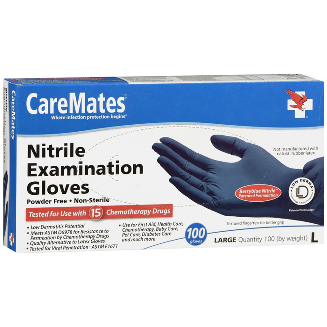 Doreza Ekzaminimi Nitrile CareMates Berry Blu, Madhësia L, 100 copë
