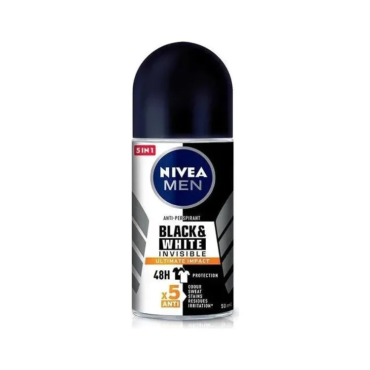 Nivea Men Black & White Invisible Ultimate Impact 48H 5in1 Roll-on Deodorant 50 ml