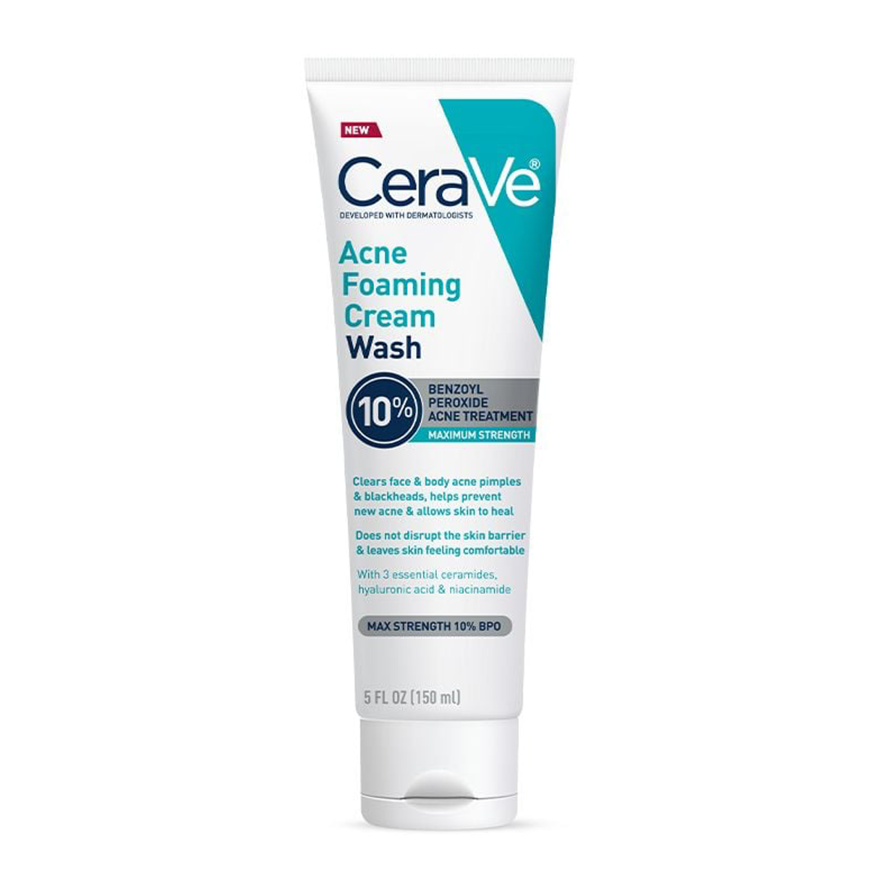CeraVe Creme-Waschgel, Akne, Schäumend, Maximale Stärke, 10% Benzoylperoxid 148 ml