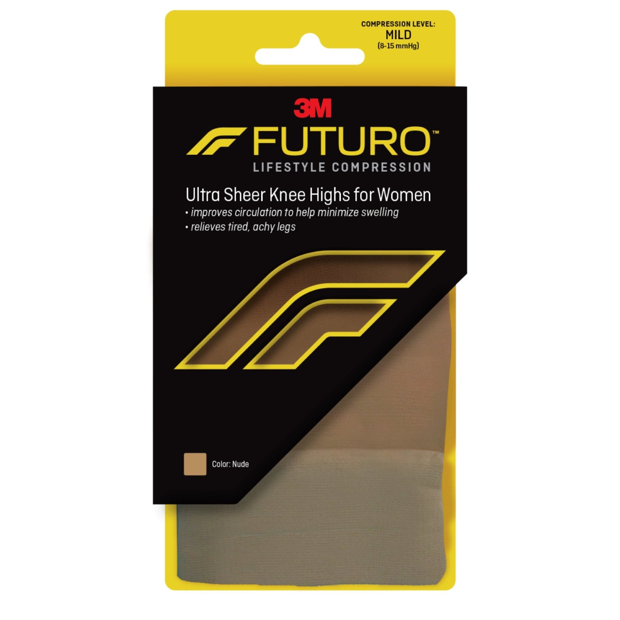 Futuro Energizing Ultra Sheer Kniestrümpfe für Damen, Mittel, Nude, Mild