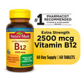 Nature Made Vitaminë B12 Me Fuqi Shtesë 2500 Mcg Tableta Për Mbështetjen e Metabolizmit të Energjisë - 60 copë
