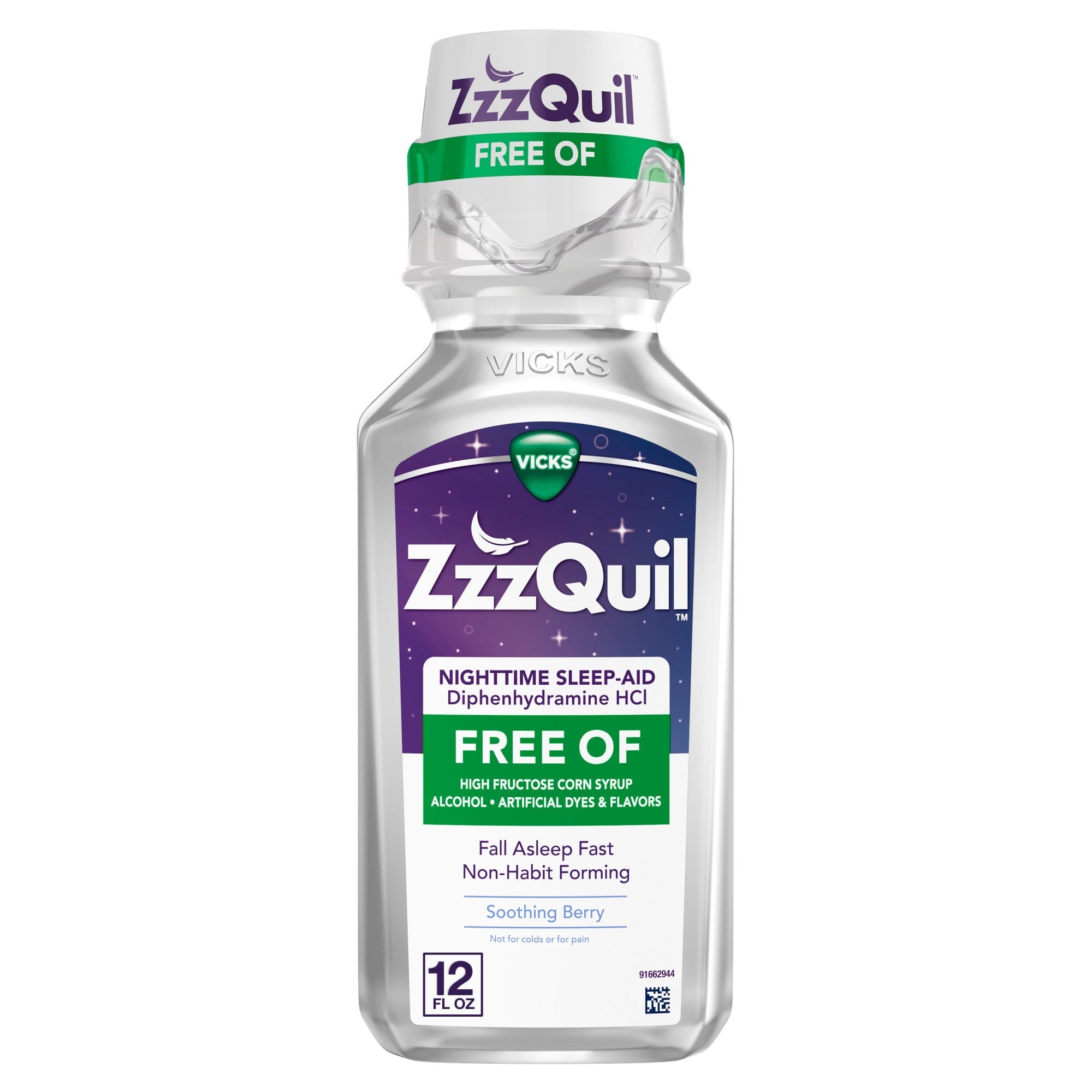 Vicks ZzzQuil™ Sleep Aid für die Nacht – alkoholfreie Beere (354 ml)