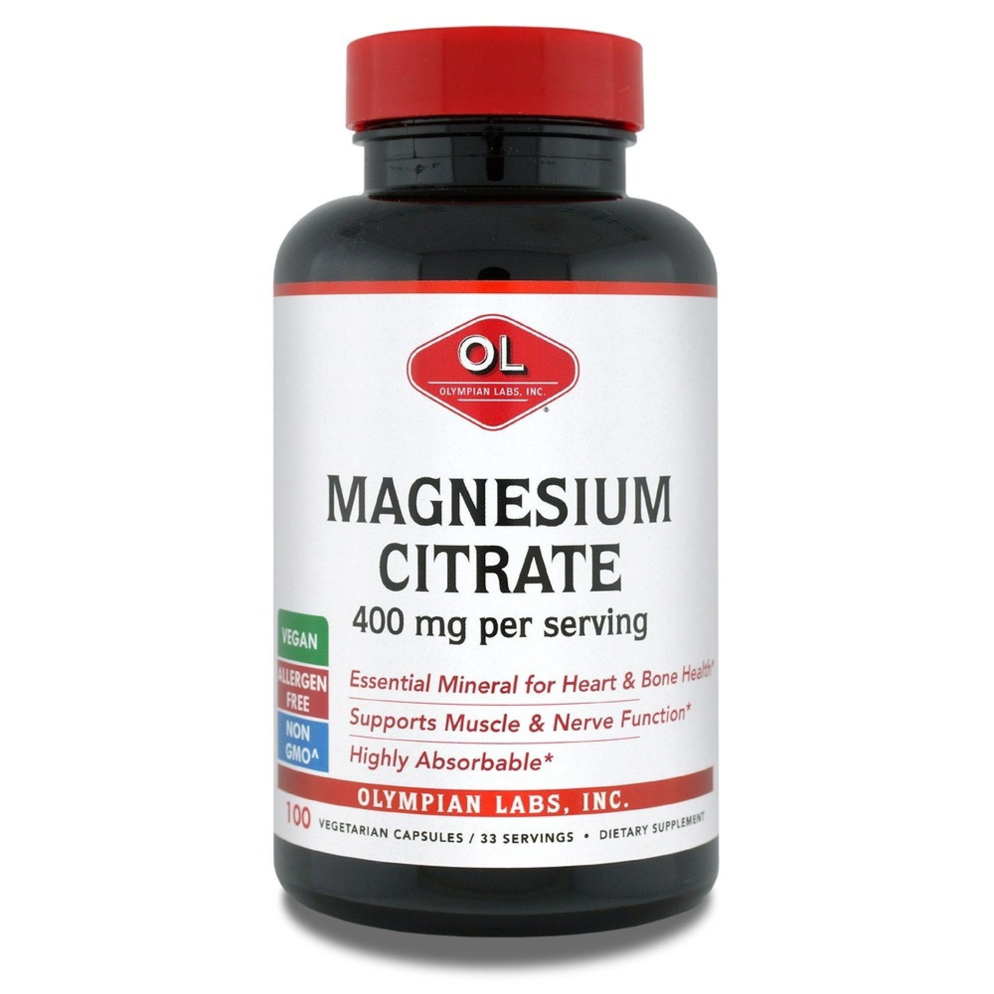 Olympian Labs Magnesiumcitrat – 400 mg – 300 Kapseln
