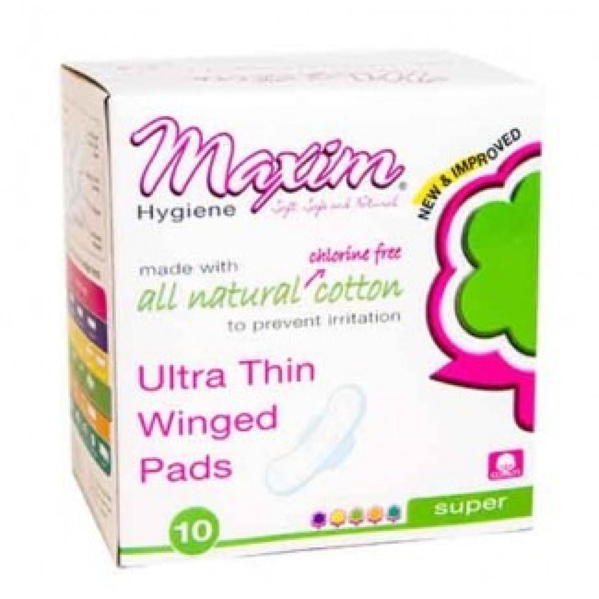 Maxim Hygiene Natürliche Ultra Dünne Binden aus Baumwolle mit Flügeln – Nacht (10 Stück)
