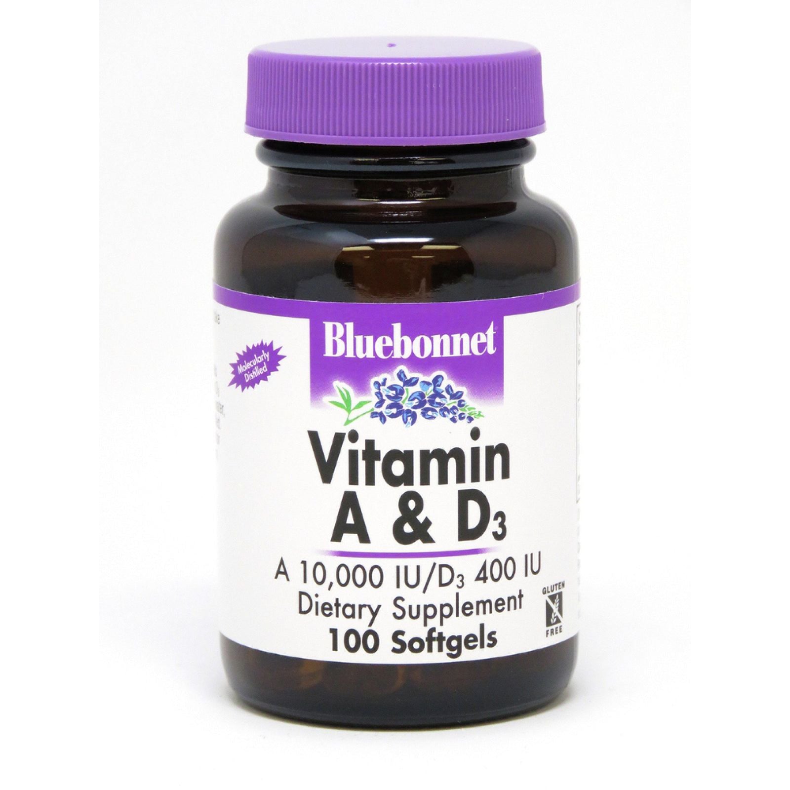 Bluebonnet Vitamin A&D 3000 µg/10 µg 100 Weichkapseln