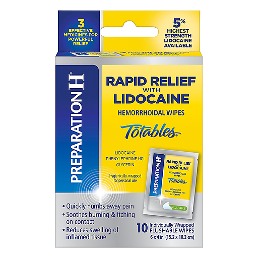 Peceta fshirëse Preparation H Rapid Relief Lidocaine 10 copë