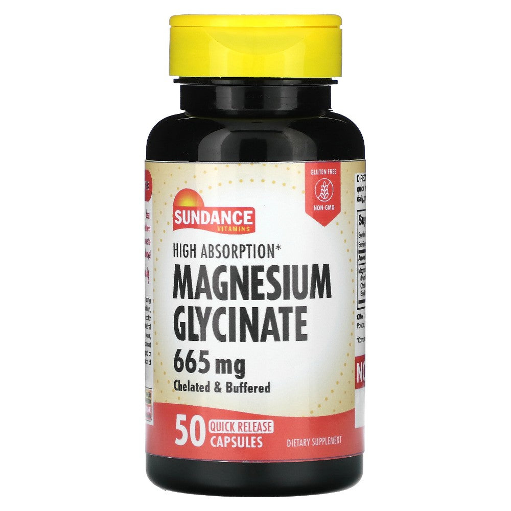 Sundance Vitamins Hochwirksames Magnesiumglycinat 665 mg Schnell freisetzende Kapseln