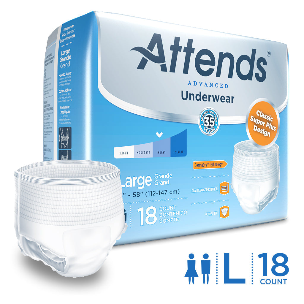 Attends Advanced Inkontinenz Pants, hohe Saugfähigkeit, Größe L, 18 Stück/Packung